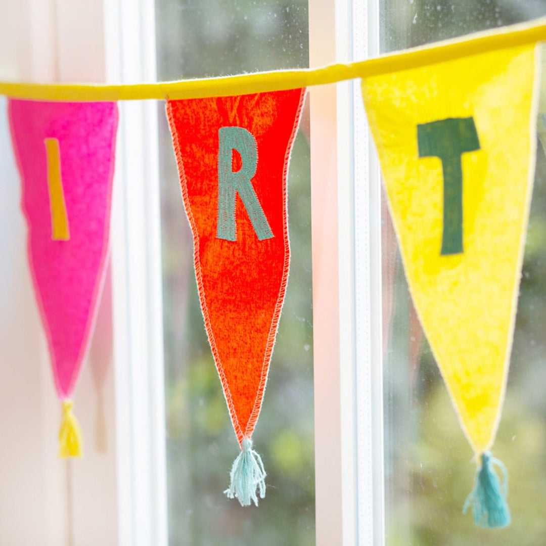 Rainbow Happy Birthday <br> Fabric Flag Bunting - Sweet Maries Party Shop