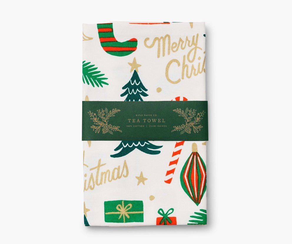 Rifle Paper Co. Deck The Halls <br> Christmas Tea Towel - Sweet Maries Party Shop