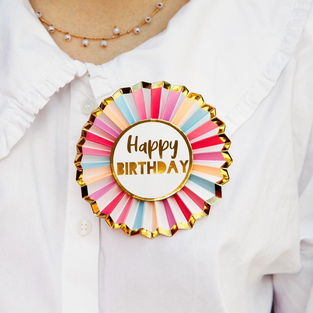 Rose <br> Happy Birthday Badge - Sweet Maries Party Shop