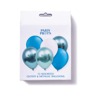 Sea Themed Glossy & Metallic <br> Box of 12 Balloons - Sweet Maries Party Shop