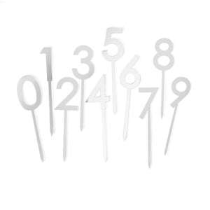 Silver Acrylic <br> Number Picks 0-9 - Sweet Maries Party Shop