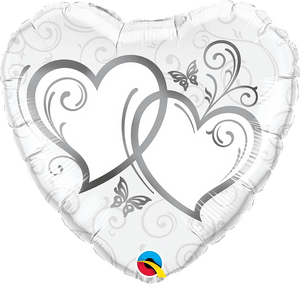 Silver Entwined Hearts <br> Balloon - Sweet Maries Party Shop
