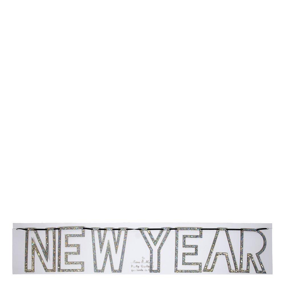 Silver Glitter New Year Garland - Sweet Maries Party Shop