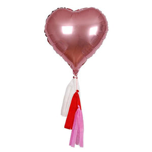 Single Helium Filled <br> Pink Heart Balloon With Tassels - Sweet Maries Party Shop