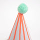 Stripe Pom Pom <br> Party Hats (8) - Sweet Maries Party Shop