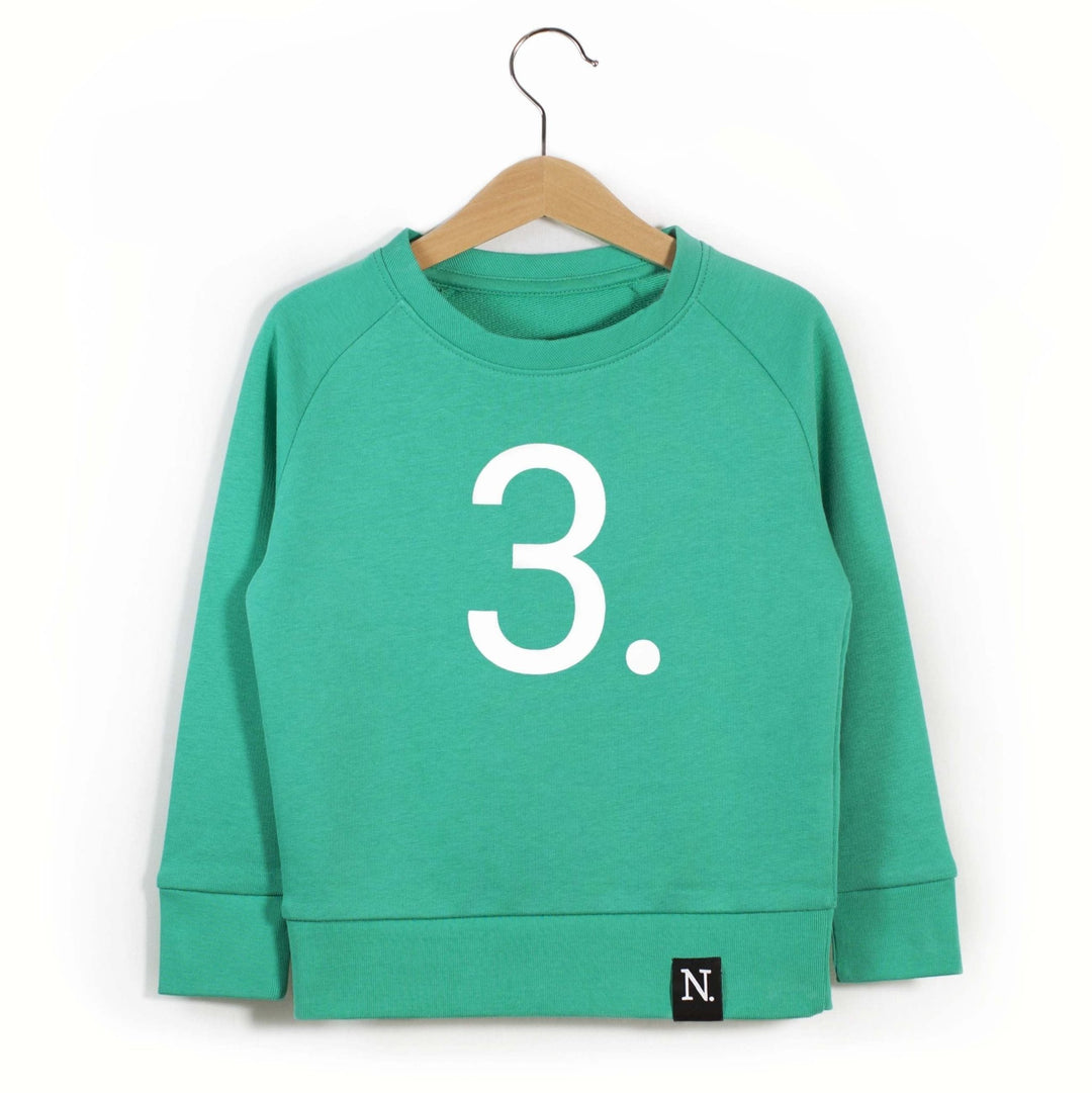 The Numbers - 3 Green Sweatshirt - Sweet Maries Party Shop