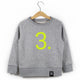 The Numbers - 3 Grey Sweatshirt - Sweet Maries Party Shop