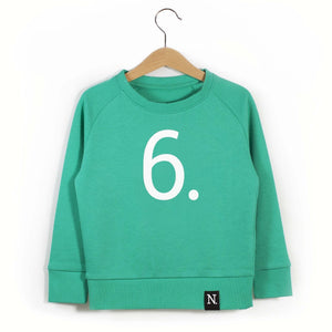 The Numbers - 6 Green Sweatshirt - Sweet Maries Party Shop