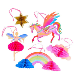 Unicorn Princess <br> Honeycomb Decorations (5) - Sweet Maries Party Shop