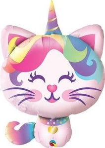 Uninfalted Mythical Caticorn Supershape Helium Balloon 97cm Tall - Sweet Maries Party Shop