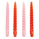 Warm Coloured Spiral <br> 4 Deluxe Dinner Candles - Sweet Maries Party Shop