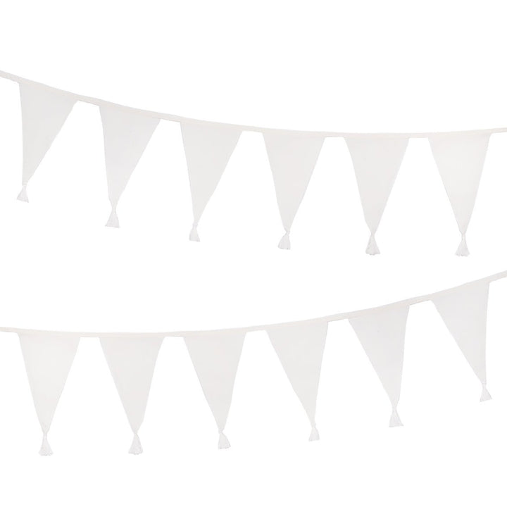 White <br> Fabric Flag Bunting - Sweet Maries Party Shop