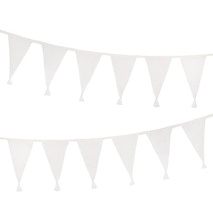 White <br> Fabric Flag Bunting - Sweet Maries Party Shop