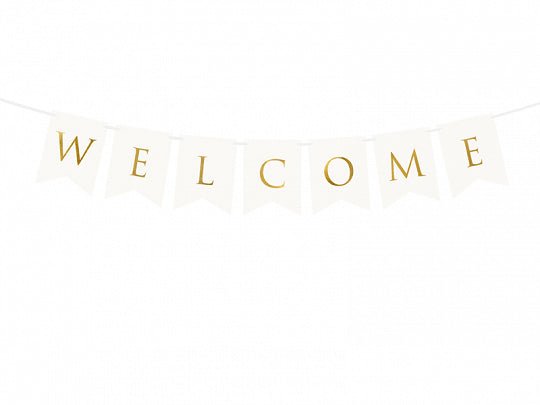 White Welcome <br> Banner - Sweet Maries Party Shop