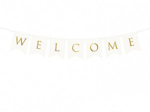White Welcome <br> Banner - Sweet Maries Party Shop