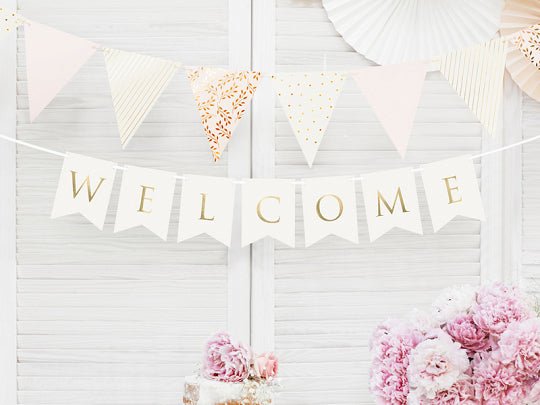 White Welcome <br> Banner - Sweet Maries Party Shop